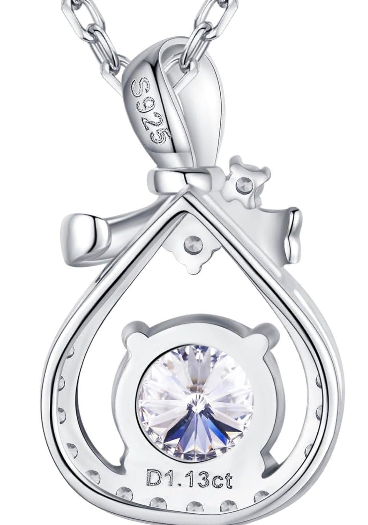 Moissanite Pendant Necklace for Women 925 Sterling Silver 1 Carat