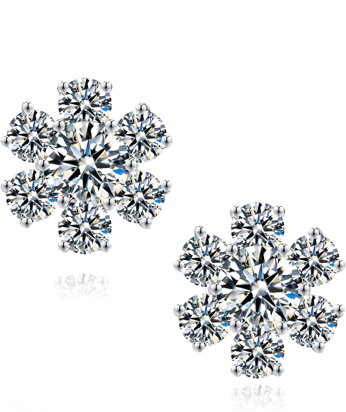 Moissanite Stud Sunflower Earrings D Color VVS1 Clear Moissanite Earrings 18K Gold Plated 925 Sterling Silver