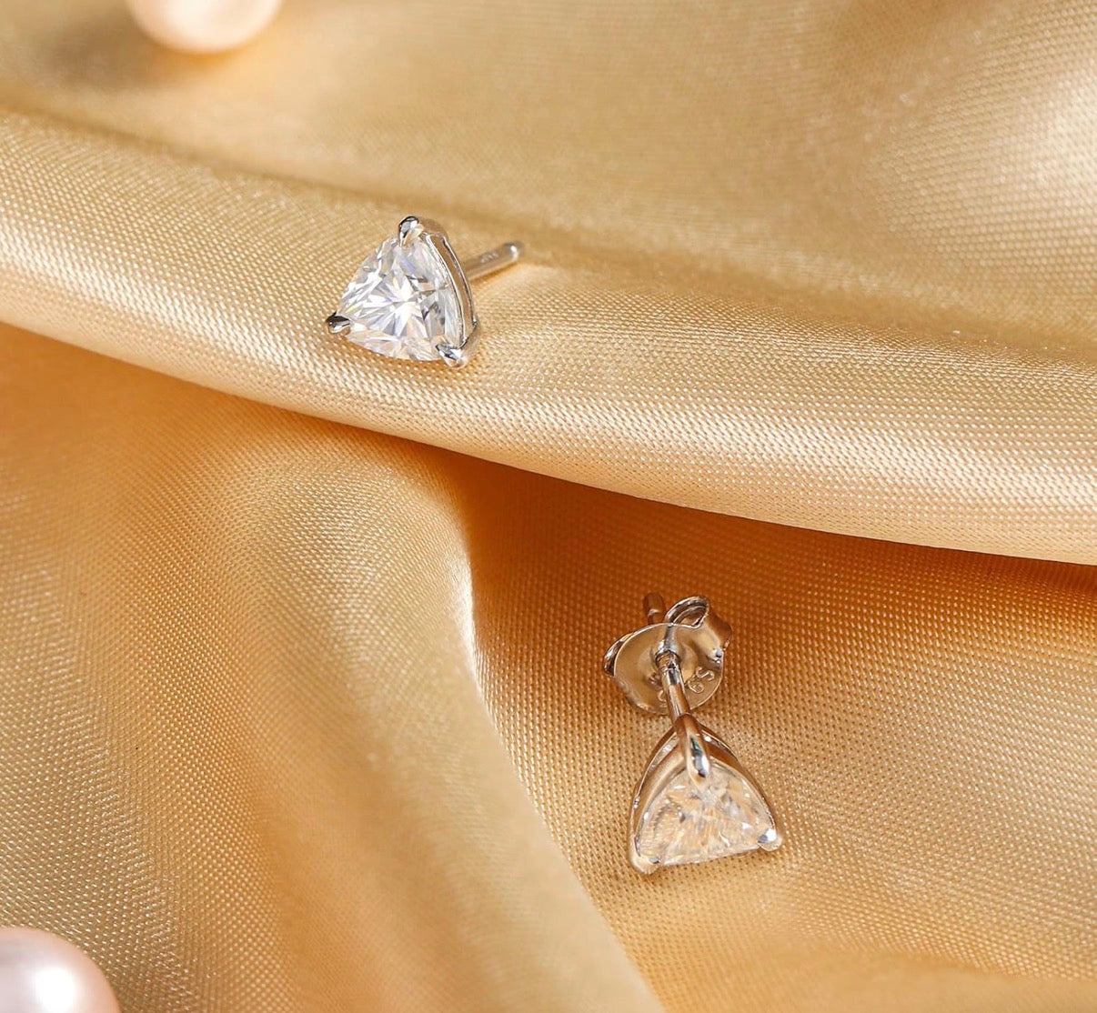 Moissanite Rectangle Earrings D Color VVS1 Clear Moissanite Earrings 18K Gold Plated 925 Sterling Silver