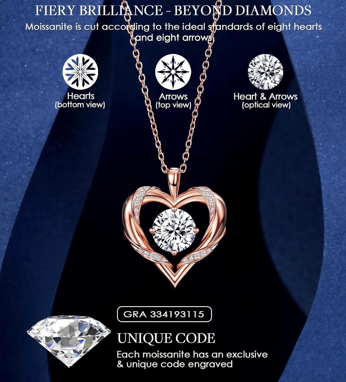 2 Ct Moissanite Heart Necklaces for Women, 18K Gold Plated Romantic Pendant 925 Sterling Silver Jewelry