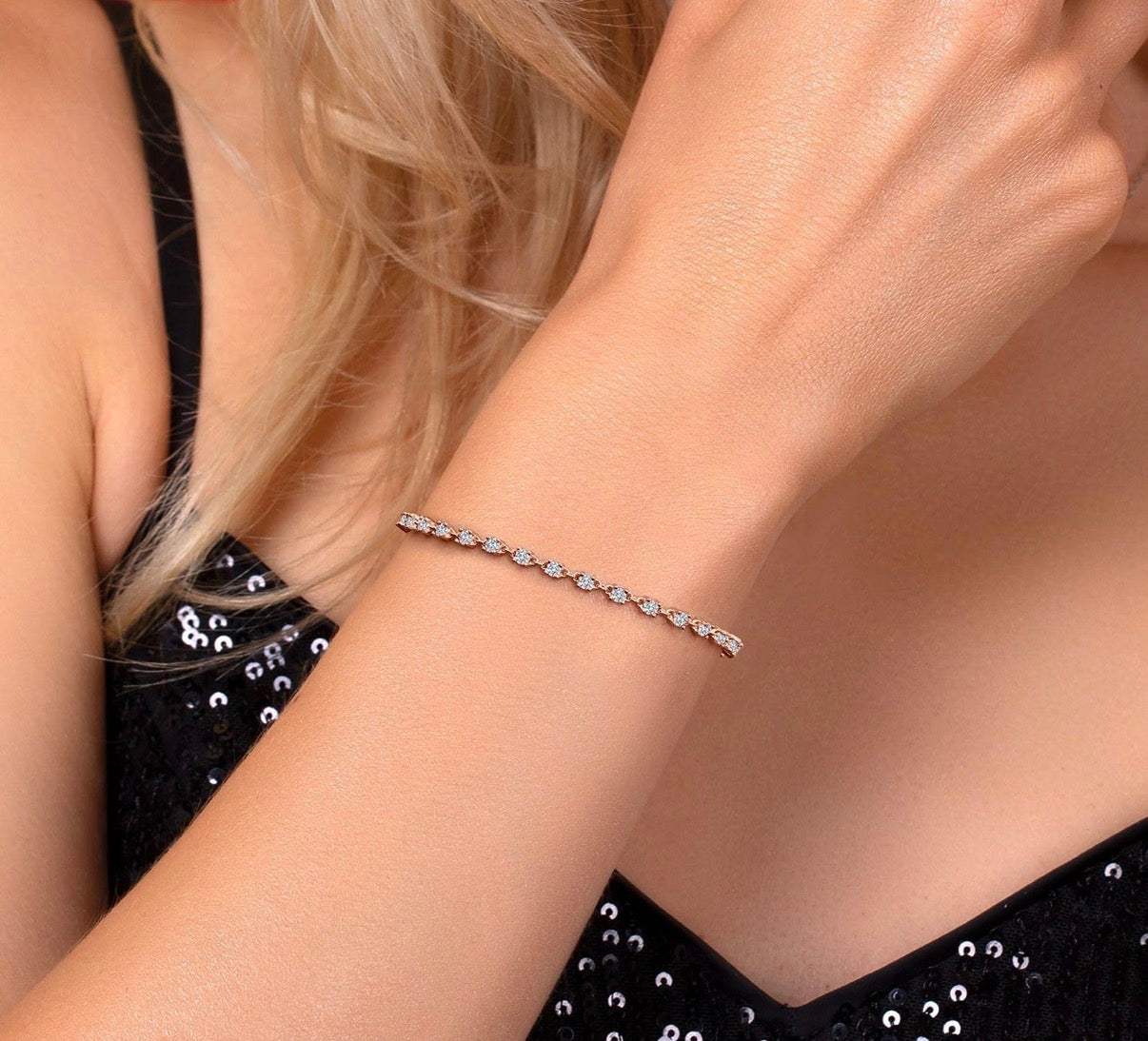 Moissanite Tennis Rose Gold Bracelet 925 Sterling Silver 1.76 Carat Round 2.5MM 7 Inch
