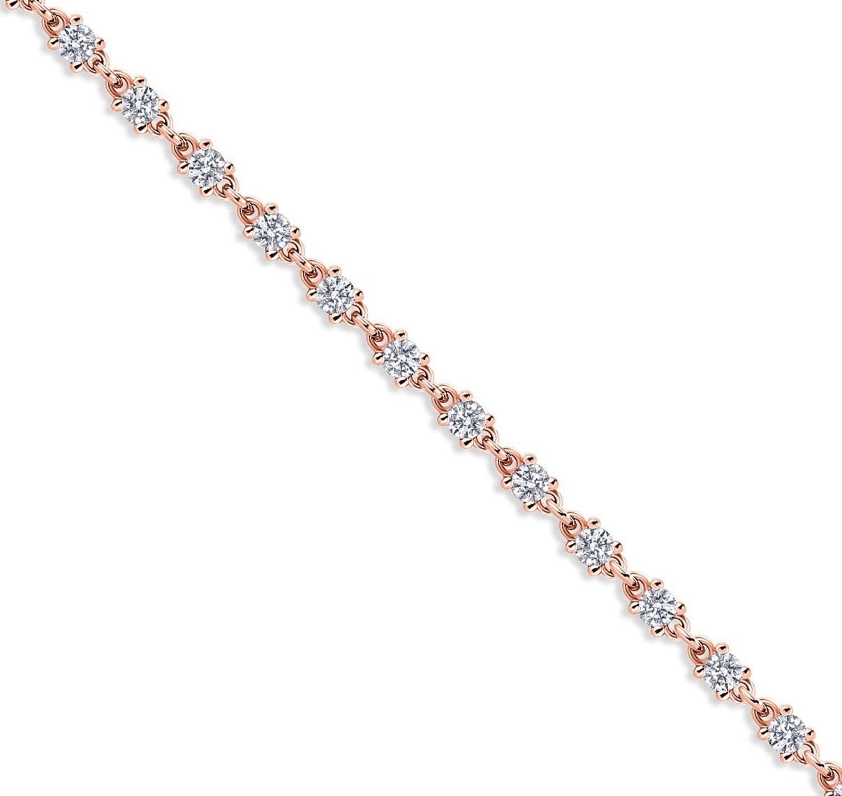 Moissanite Tennis Rose Gold Bracelet 925 Sterling Silver 1.76 Carat Round 2.5MM 7 Inch