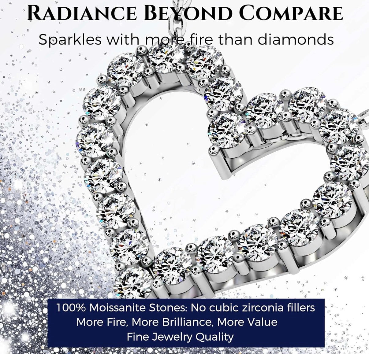 1.3 Ct Heart Pendant Necklace for Her Moissanite Lab-Created Gem Jewelry for Women I Love You S925 Sterling Silver .