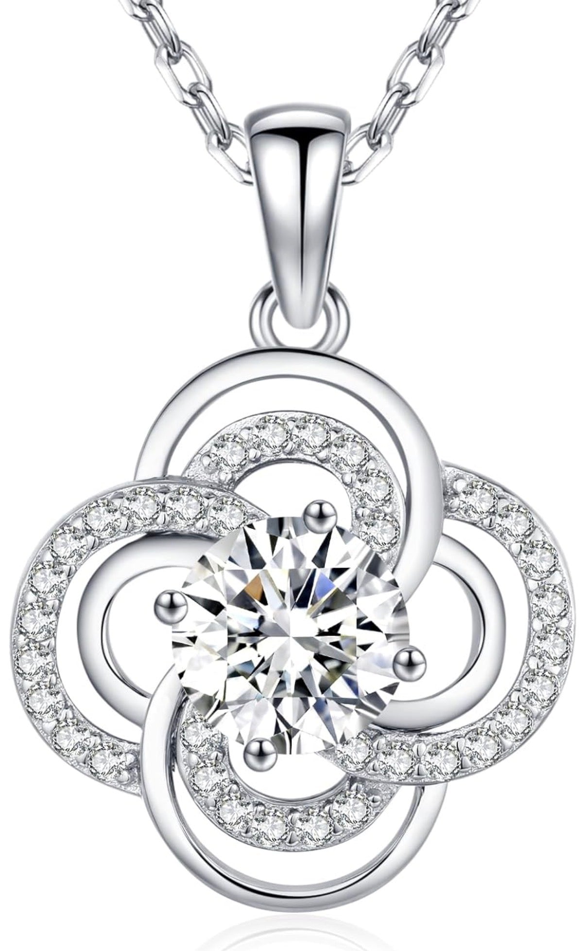 Moissanite Pendant Necklace for Women 925 Sterling Silver 1 Carat
