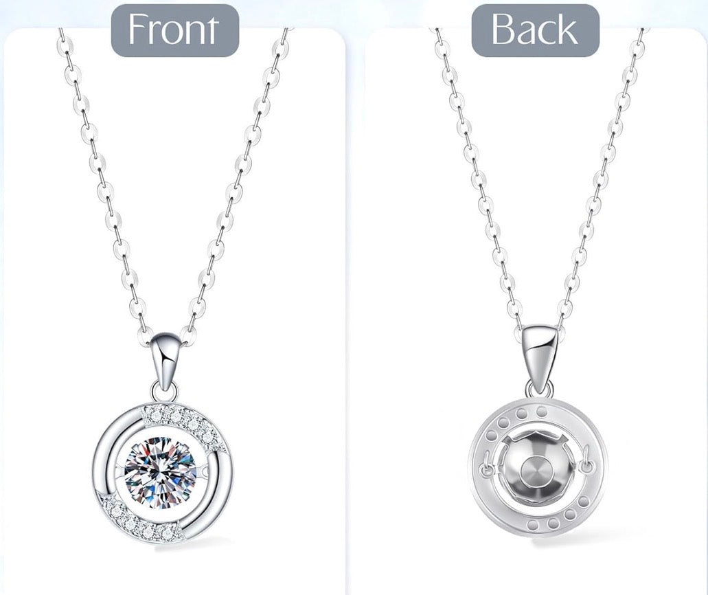 1 Carat Moissanite Halo Pendant Necklace Sterling Silver