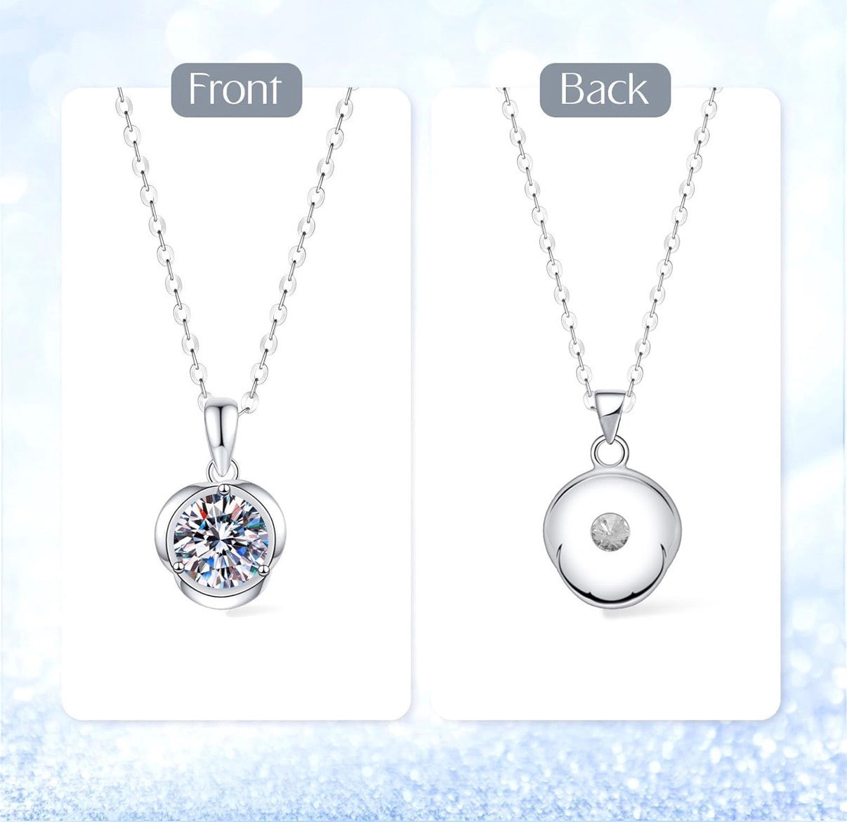 2 Carat Rose Moissanite Pendant Necklace with 925 Sterling Silver