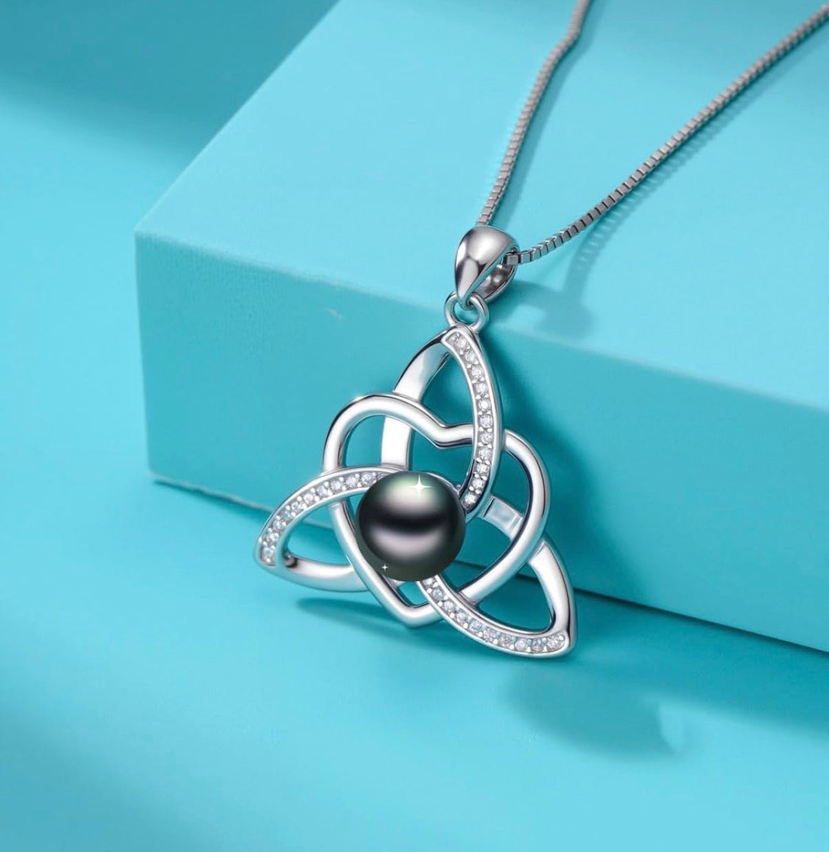 Tahitian Black Pearl AAAA 18K Gold Plated Sterling Silver Pendant Necklace for Women
