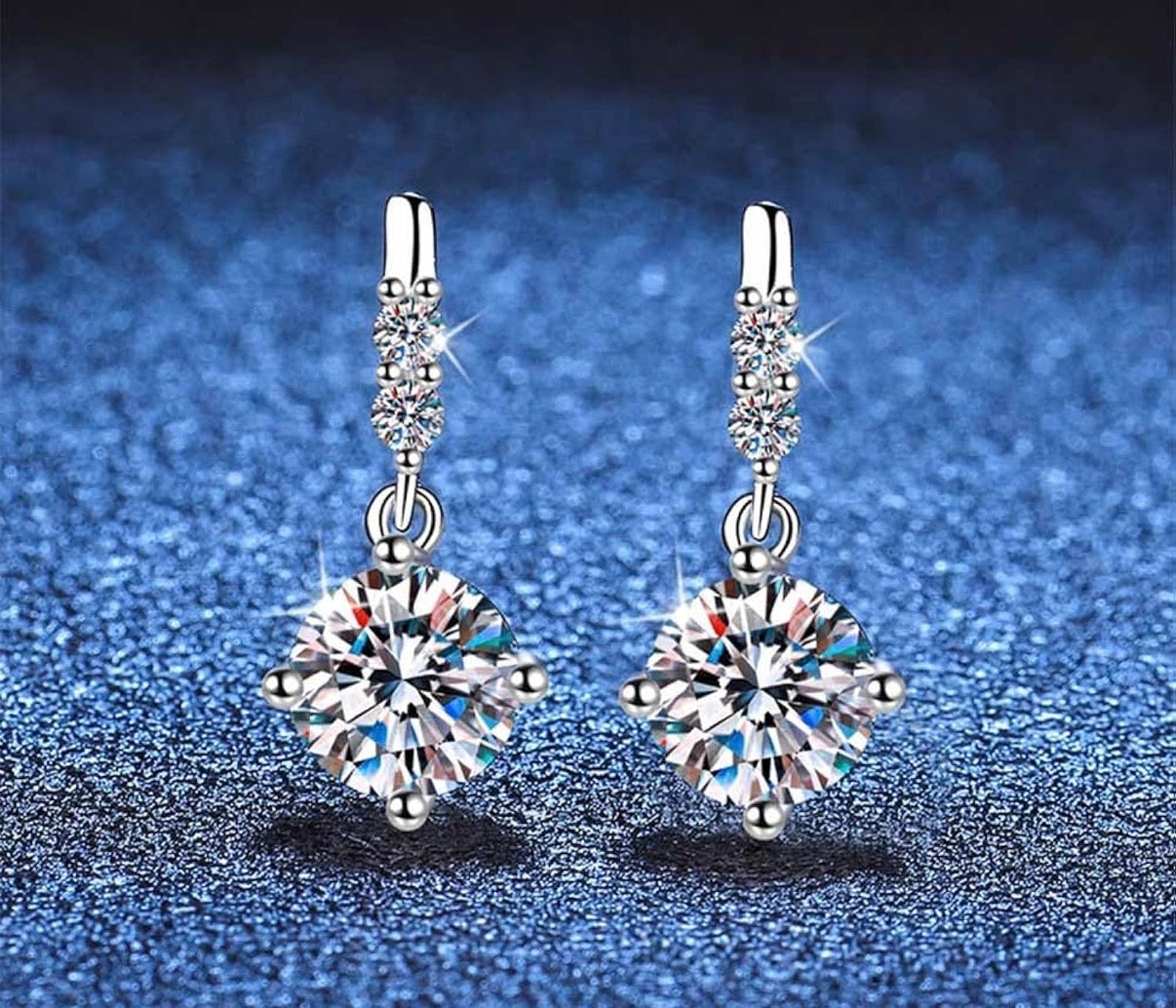 1Ct Moissanite Drop Hoop Earrings for Women 925 Sterling Silver, 1ct D Color VVS1