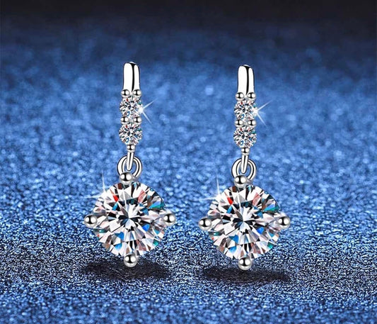 1Ct Moissanite Drop Hoop Earrings for Women 925 Sterling Silver, 1ct D Color VVS1
