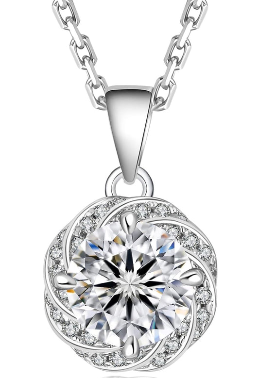 Moissanite Camellia Flower Necklace for Women, 0.3CT-1.0CT Lab Created Diamond with VVS1 Clarity D Color Moissanite Chain, White Gold Plated S925 Sterling Silver Necklace