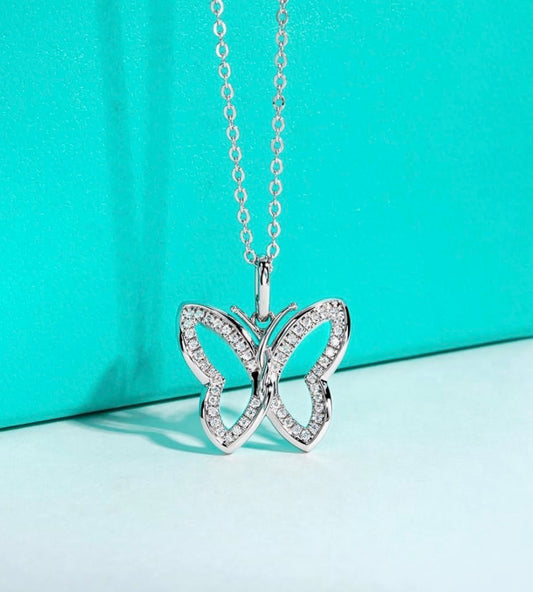Moissanite Butterfly Necklace 925 Sterling Silver Infinity Necklace D Color, VVS1