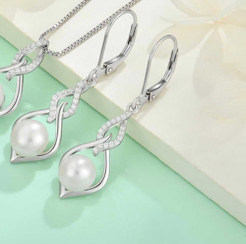 Pearl Dangle Drop Earrings 925 Sterling Silver
