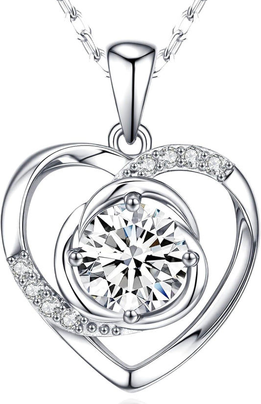 Moissanite Pendant Necklace for Women 925 Sterling Silver 1 Carat Moissanite Necklace