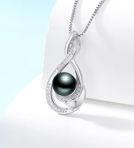Tahitian Black Pearl AAAA 18K Gold Plated Sterling Silver Pendant Necklace for Women