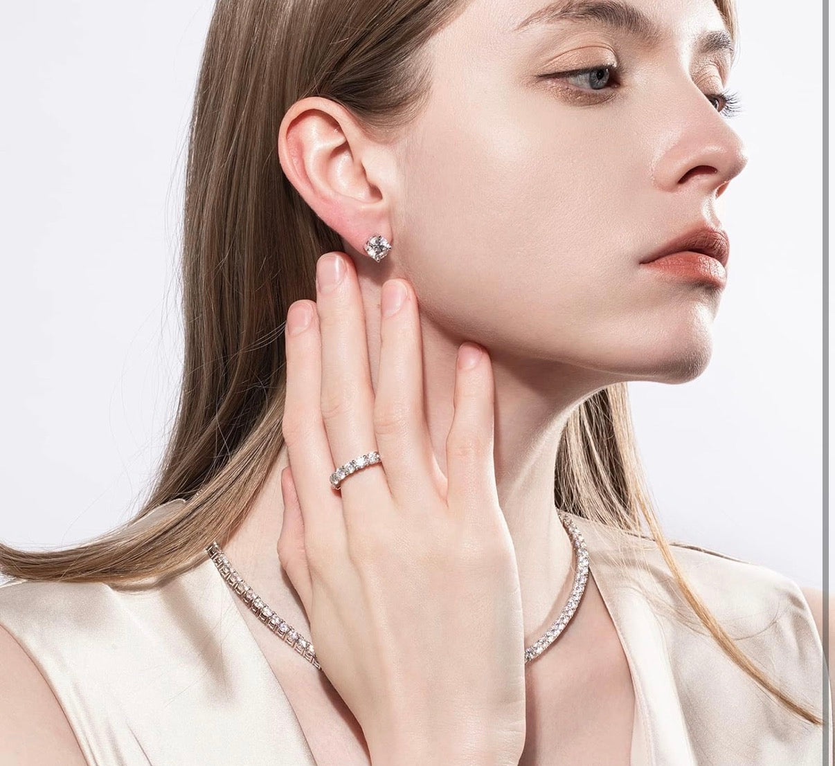 1 Carats Circle Cut Moissanite Stud Earrings for Women, D Color VVS1 925 Sterling Silver Earrings