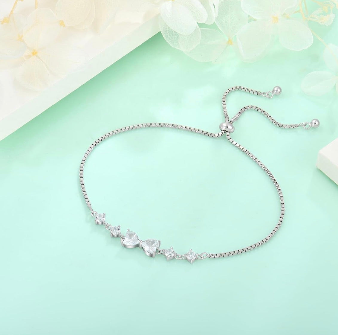 Heart Bracelet for Women 925 Sterling Silver Adjustable