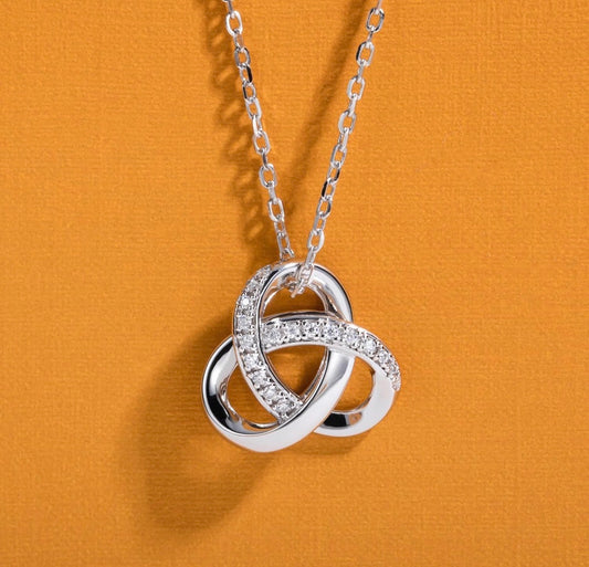 Pendant Celtic Knot Necklace for Women 0.5 Center Stone D Color VVS1 Clarity Round Brilliant Cut 925 Sterling Silver