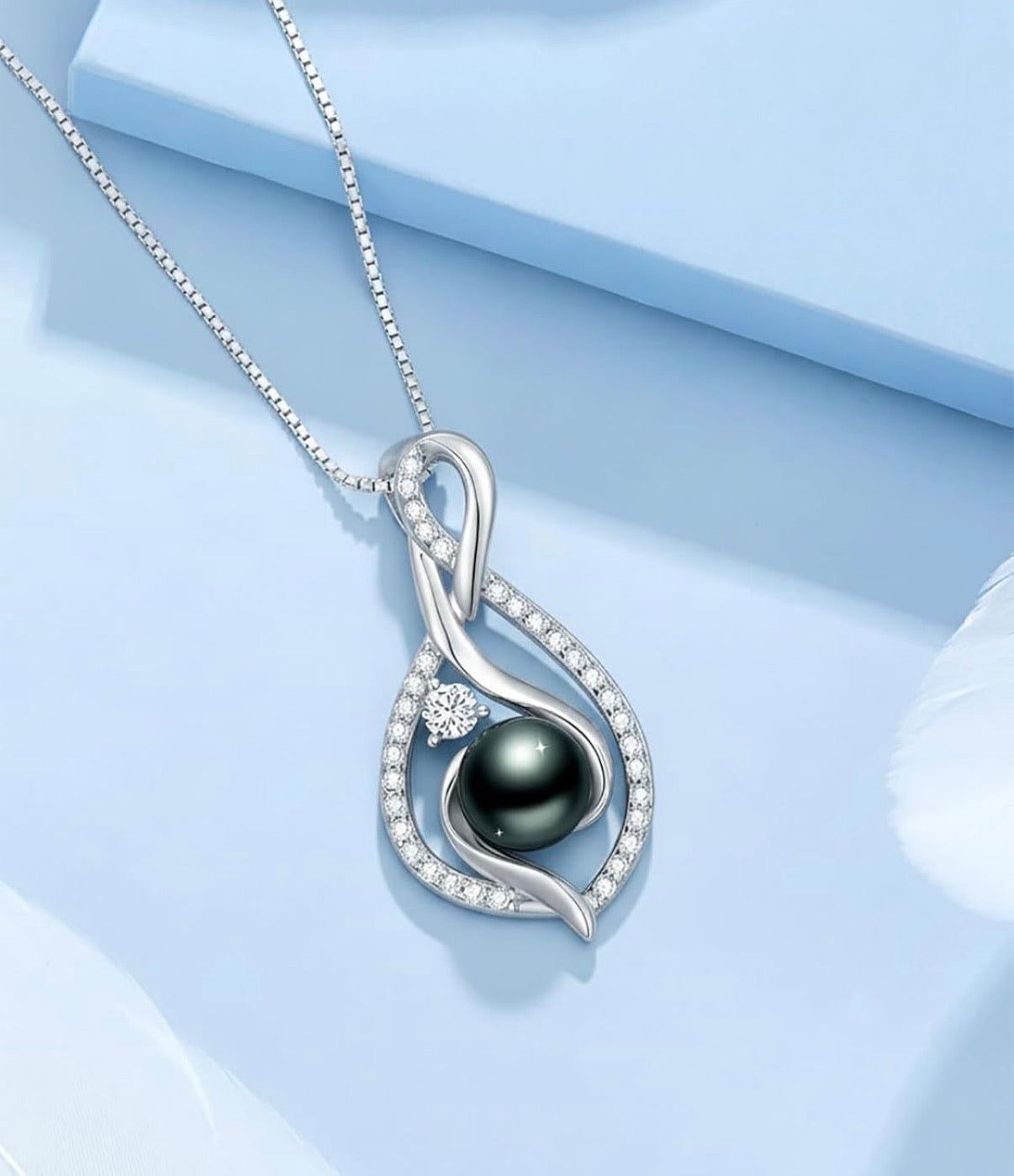 Tahitian Black Pearl AAAA 18K Gold Plated Sterling Silver Pendant Necklace for Women