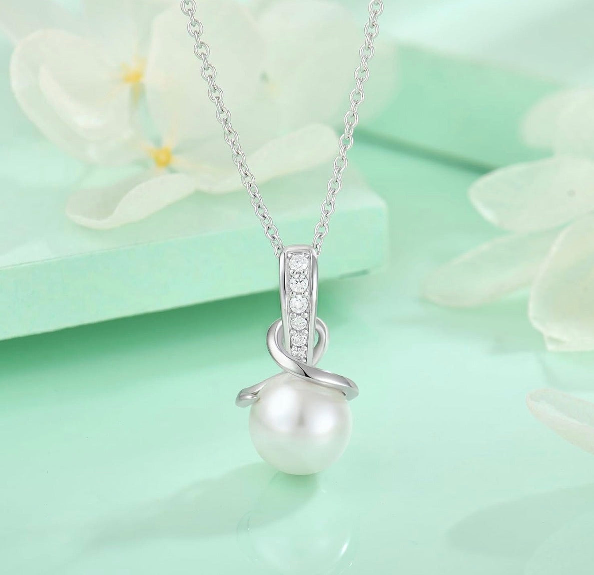 Pearl Pendant Necklace 925 Sterling Silver