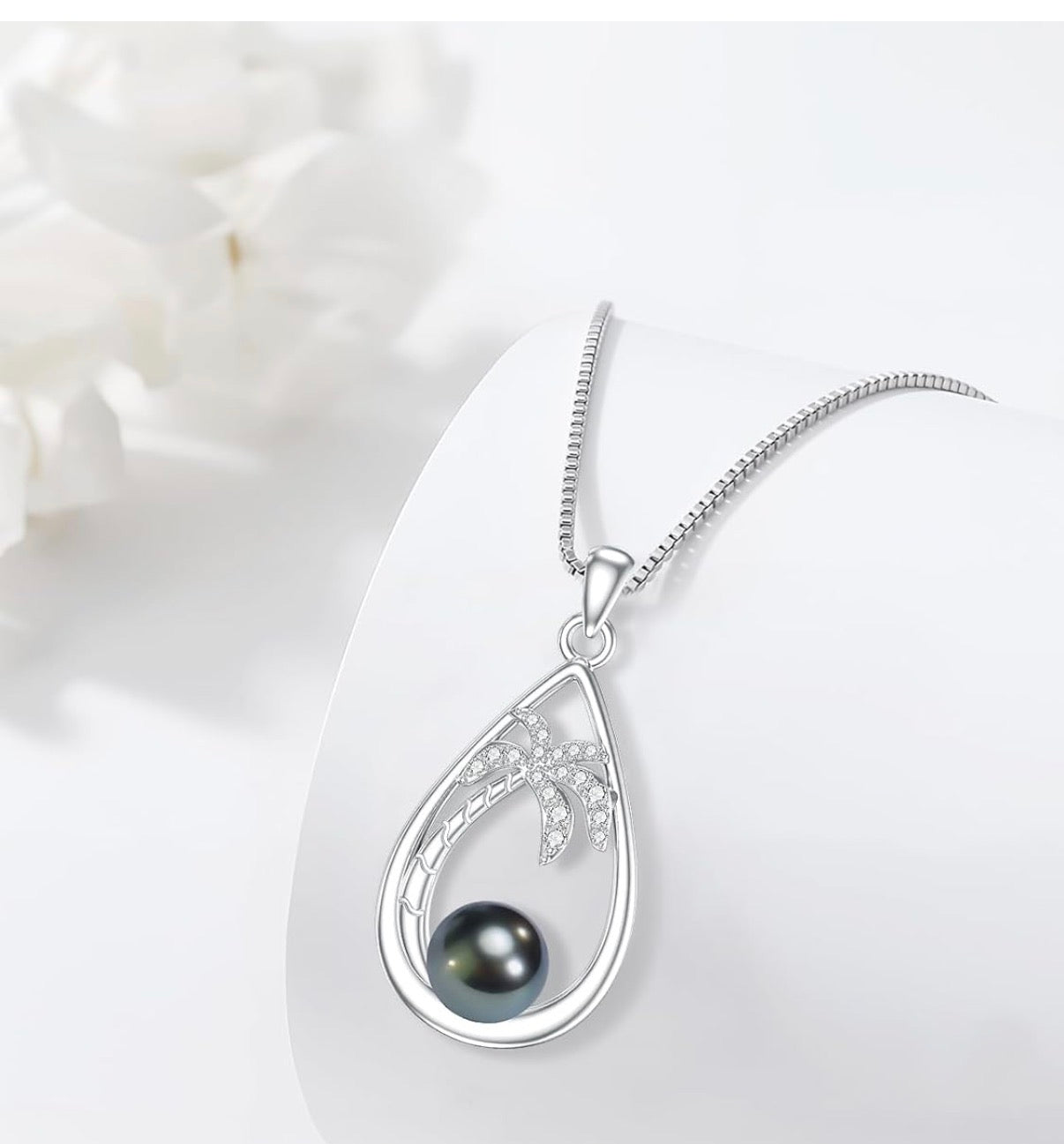 Tahitian Black Pearl AAAA 18K Gold Plated Sterling Silver Pendant Necklace for Women