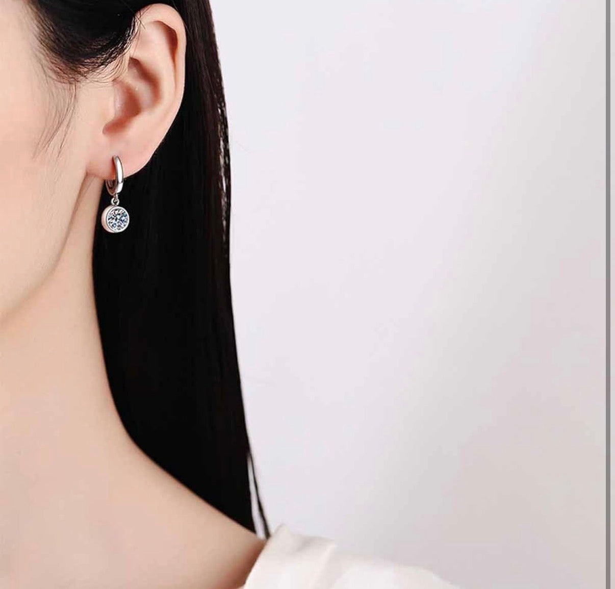 1Ct Moissanite Drop Hoop Earrings for Women 925 Sterling Silver, 1ct D Color VVS1