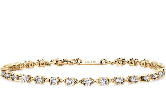 Moissanite Tennis Gold Tone Bracelet 925 Sterling Silver 1.76 Carat Round 2.5MM 7 Inch