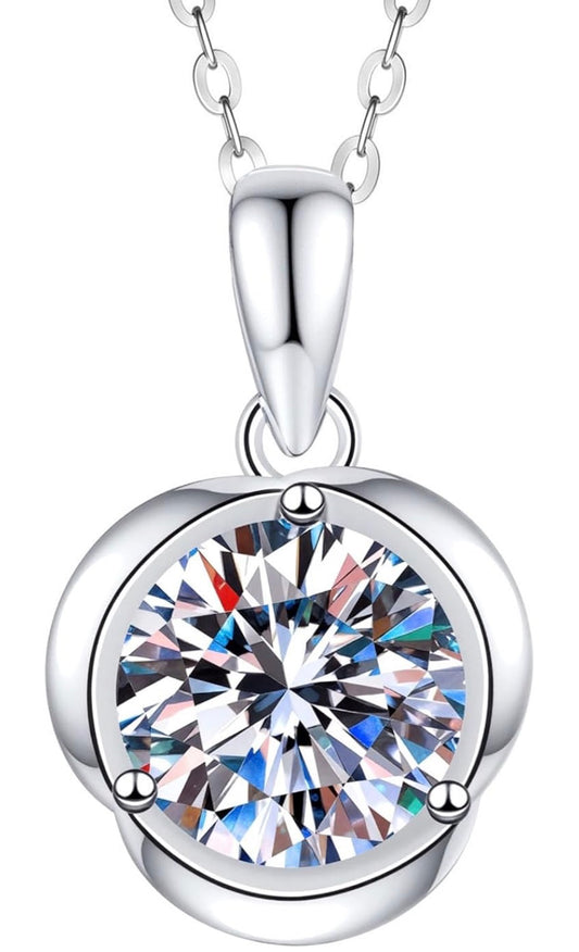 2 Carat Rose Moissanite Pendant Necklace with 925 Sterling Silver