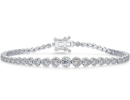 Moissanite Tennis Bracelets for Women - Total 3.17ct D Color VVS1 925 Sterling Silver Graduated 2.0-4.25mm Round Cut Moissanite Bracelet