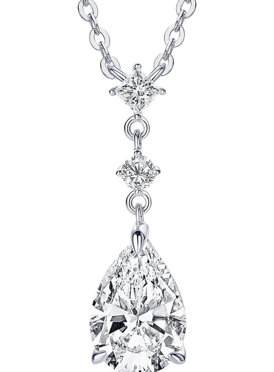 2CT Pear Cut Moissanite Pendant Necklace D Color VVS1 925 Sterling Silver Dainty Pendant.
