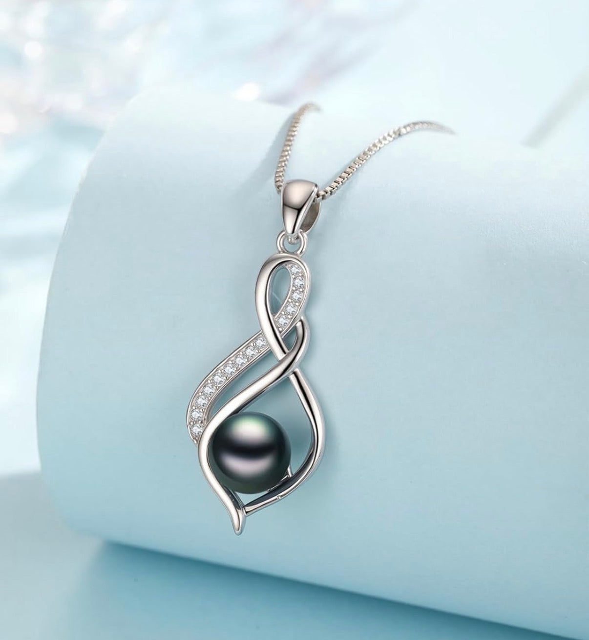 Tahitian Black Pearl AAAA 18K Gold Plated Sterling Silver Pendant Necklace for Women
