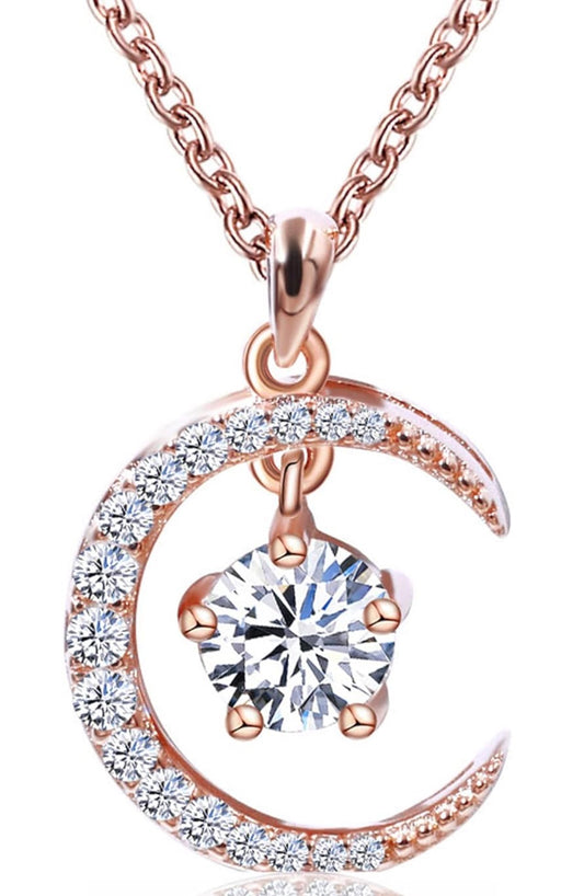 0.5 Ct Moissanite Necklace For Women S925 Sterling Silver Yellow Gold Plated Pendant Necklace DF VVS Color Moisanite Diamond Necklace Jewelry Gift Chain 16+2 In