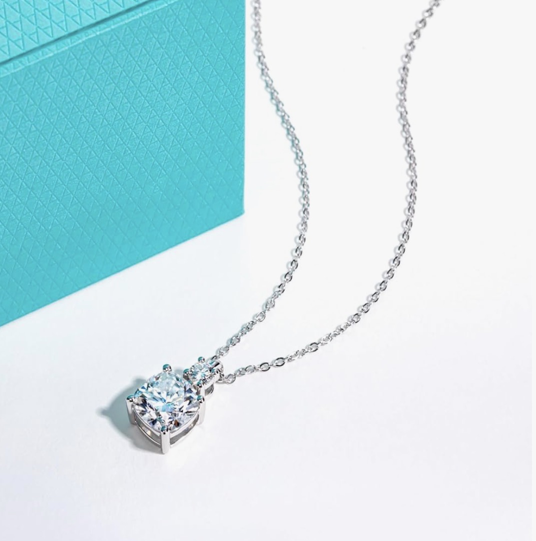 Cushion Cut 2 Ct Moissanite Pendant Necklace D Color VVS1 925 Sterling Silver