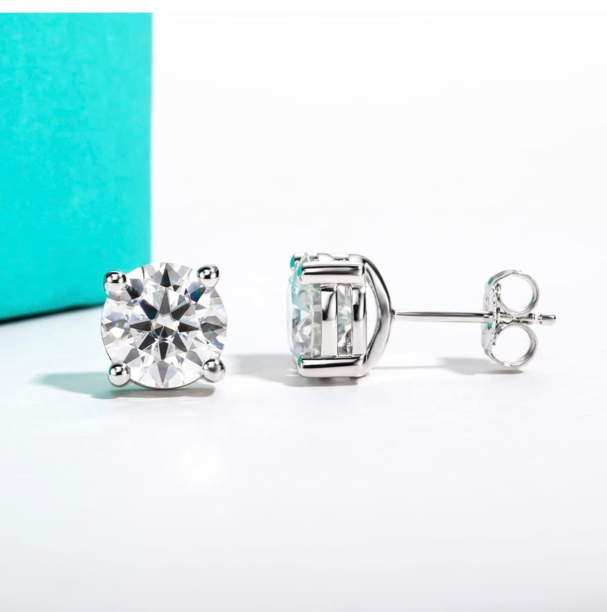 1 Carats Circle Cut Moissanite Stud Earrings for Women, D Color VVS1 925 Sterling Silver Earrings