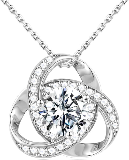 Love Knot Moissanite 1 Carat Necklace D Color VVS1 Clarity 925 Sterling Silver