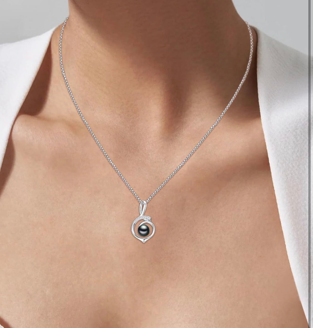 Tahitian Black Pearl AAAA 18K Gold Plated Sterling Silver Pendant Necklace for Women