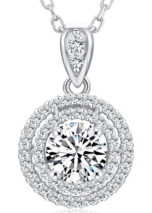 18K Gold Vermeil Imitation Necklace for 1 Ct Moissanite Sterling Silver .