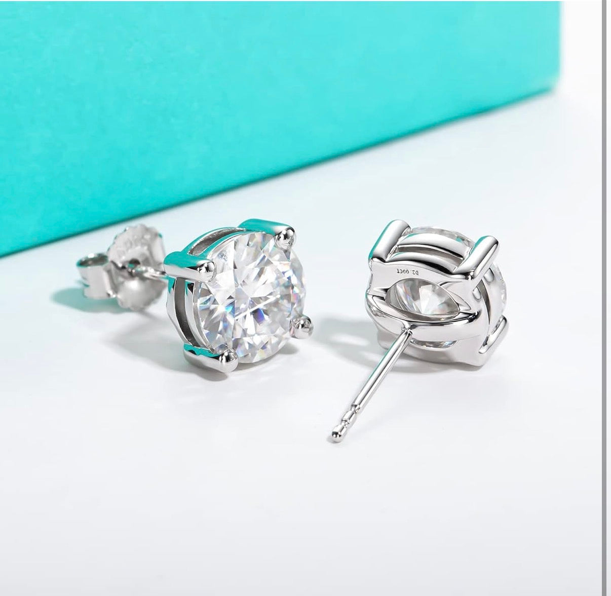 1 Carats Circle Cut Moissanite Stud Earrings for Women, D Color VVS1 925 Sterling Silver Earrings