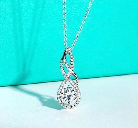 Moissanite Pendant Infinity Necklace D Color VVS1 925 Sterling Silver Black Cross/Bone Necklace