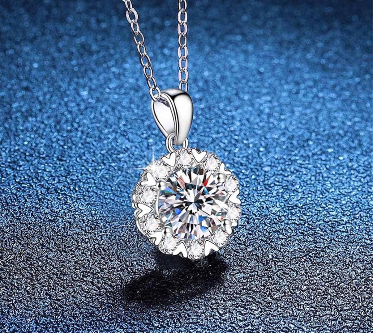 Beautiful 1 .0 Carat Moissanite Round Cut Pendant Necklace for Women, D Color VVS Clarity