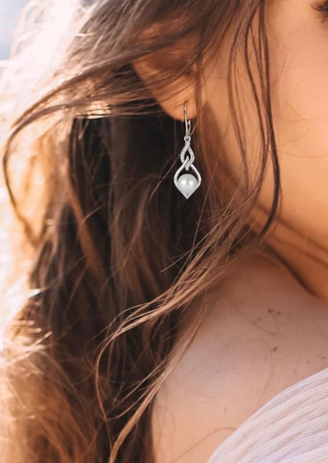 Pearl Dangle Drop Earrings 925 Sterling Silver