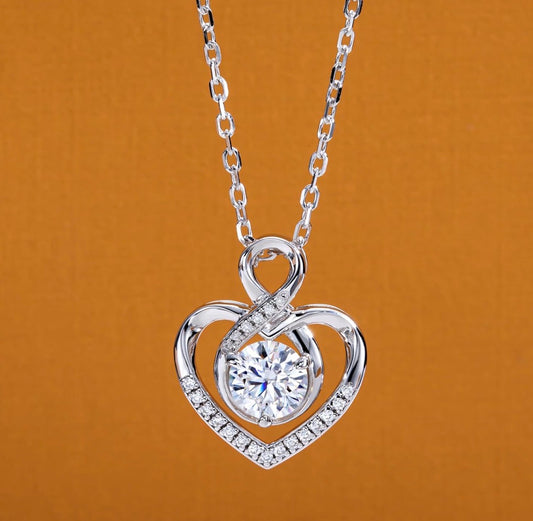 Pendant Love Necklace for Women 2 Ct Center Stone D Color VVS1 Clarity Round Brilliant Cut 925 Sterling Silver