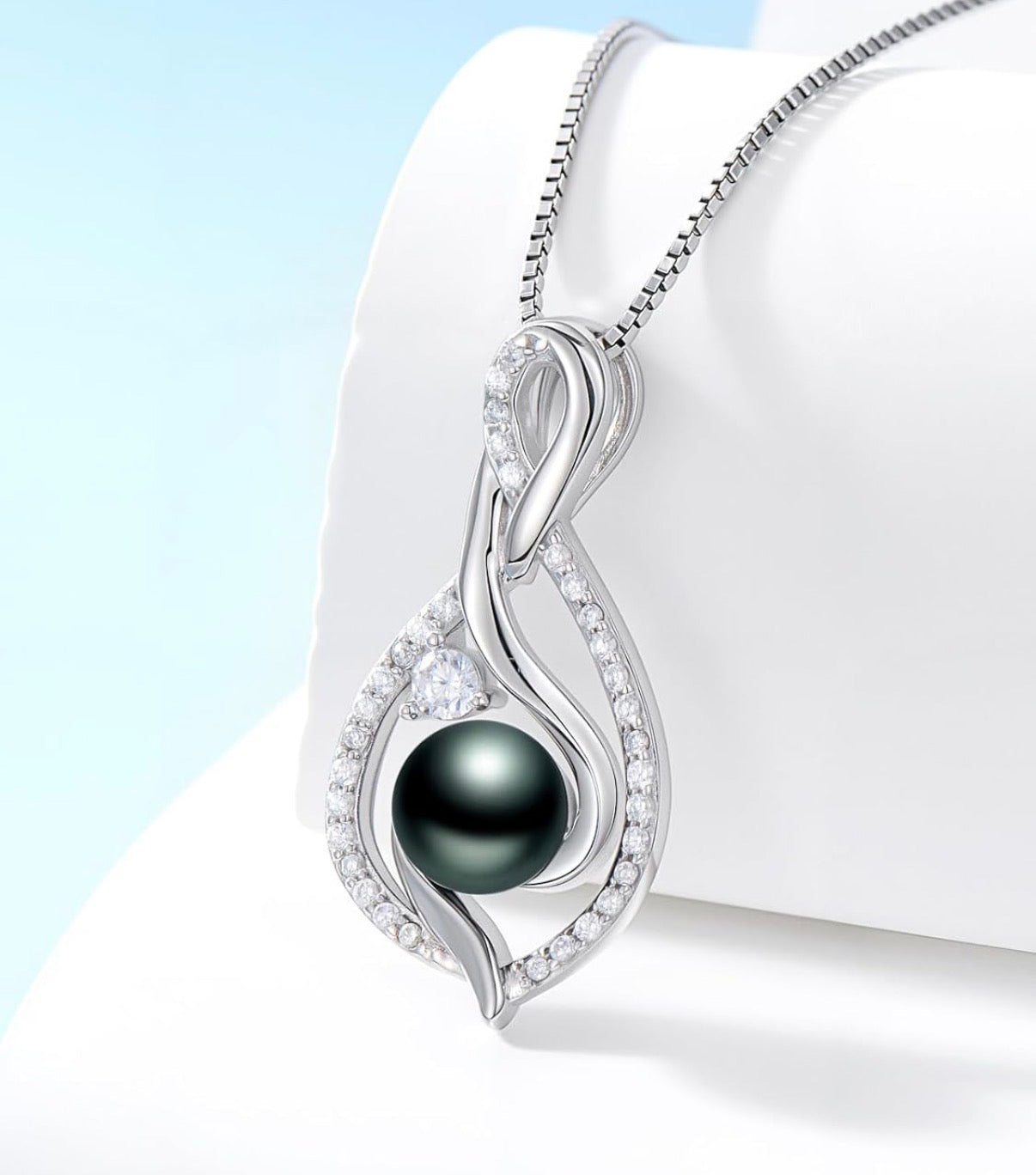 Tahitian Black Pearl AAAA 18K Gold Plated Sterling Silver Pendant Necklace for Women