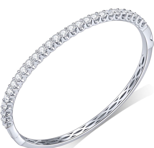 14K Gold Moissanite Bangle Bracelets for Women 2.7 Carats D Color VVS1 Clarity 3EX Cut S925 Sterling Silver.