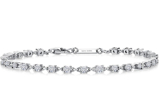 Moissanite Tennis Bracelet 925 Sterling Silver 1.76 Carat Round 2.5MM 7 Inch