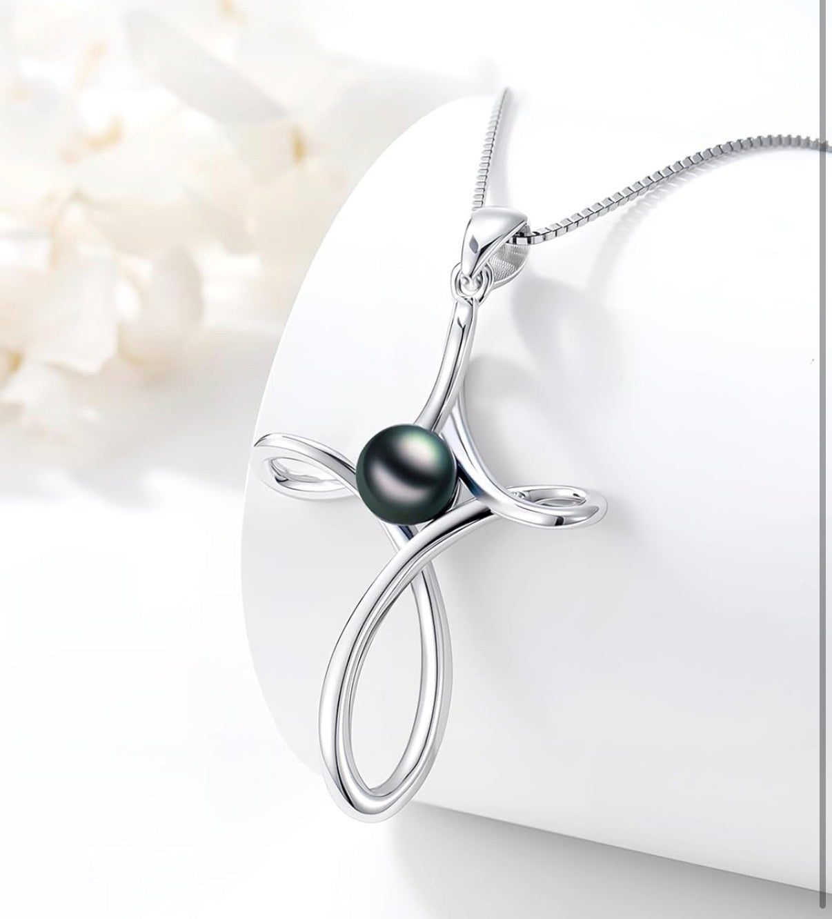 Tahitian Black Pearl AAAA 18K Gold Plated Sterling Silver Pendant Necklace for Women