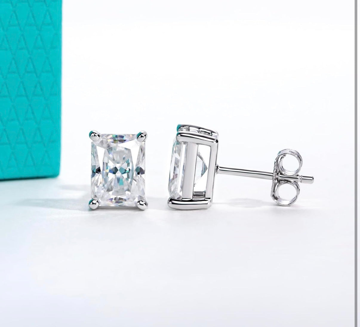 4cttw Radiant Cut Moissanite Stud Earrings D Color VVS1 926 Sterling Silver Timeless Sparkle Studs