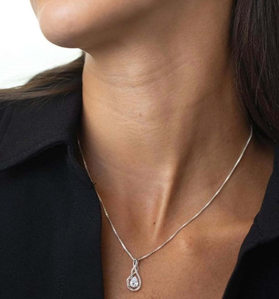 Infinity Teardrop Pendant Necklace for Women 925 Sterling Silver