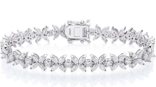 Moissanite Bracelet for Women, Butterfly Design, 925 Sterling Silver 18K White Gold Plated.