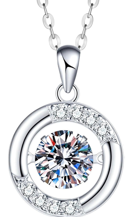 1 Carat Moissanite Halo Pendant Necklace Sterling Silver