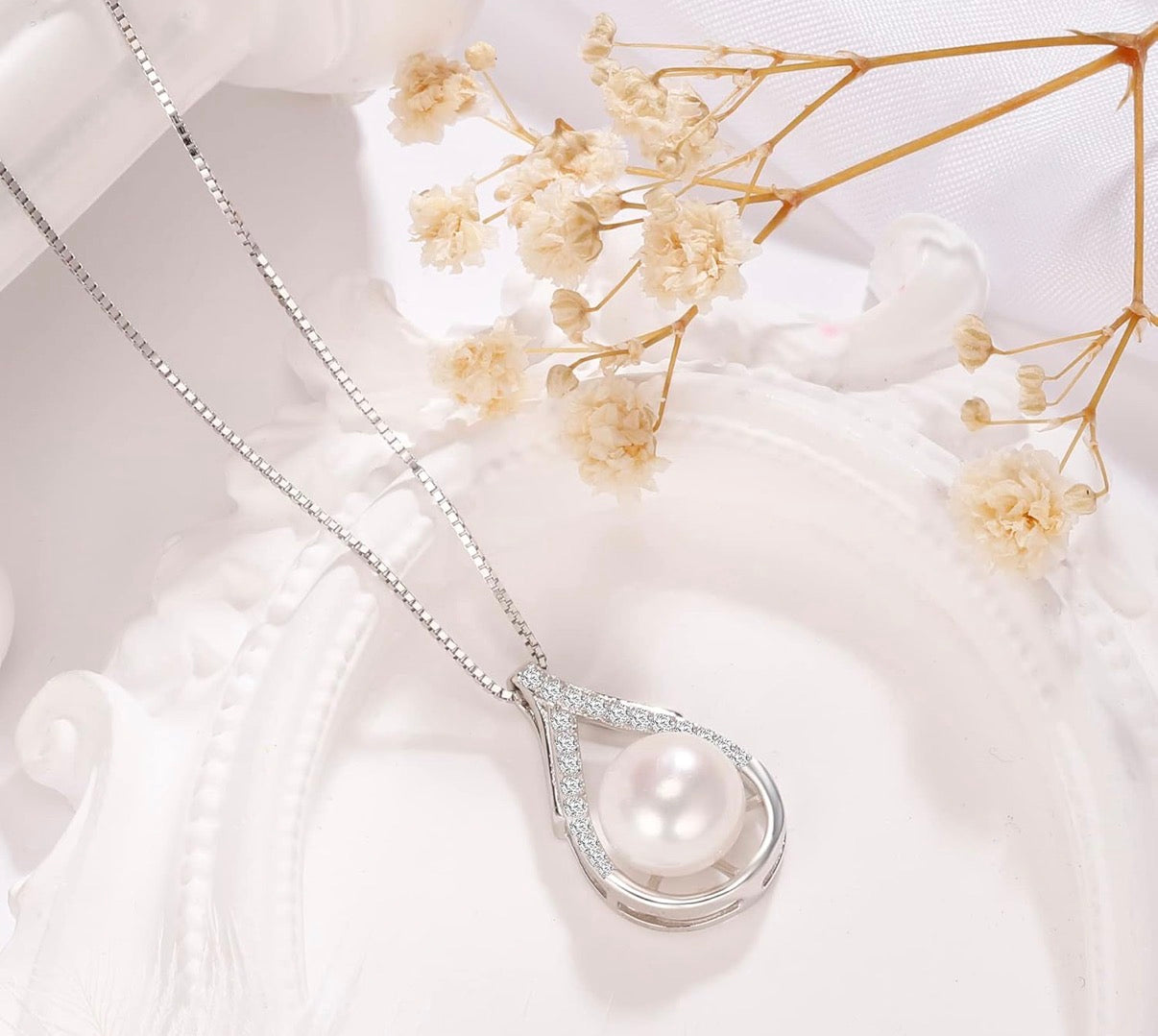 Pearl Necklaces for Women 10-11mm - Pearl Necklace Phoenix Pendant with 925 Sterling Silver 18" Chain